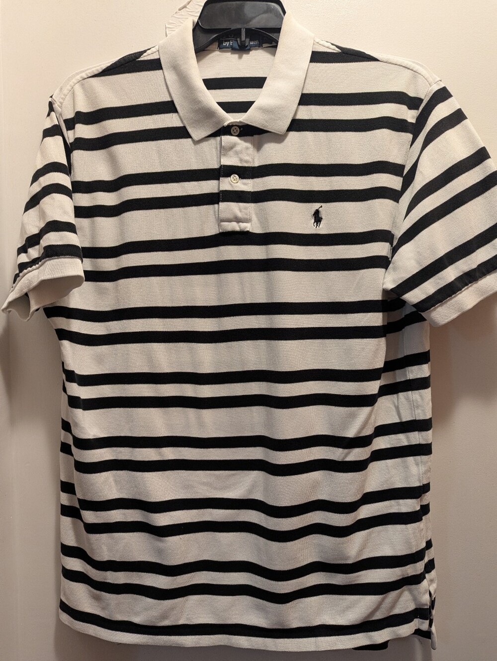 Polo by Ralph Lauren Black & White Striped Short Sleeved Cotton Polo Shirt